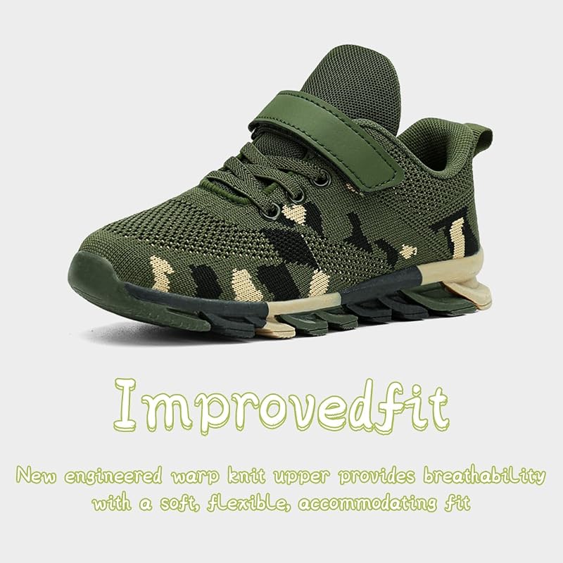 EGMPDA Camouflage Kids Sneakers - Lightweight Breathable Non-Slip Running Shoes, 12 Little Kid