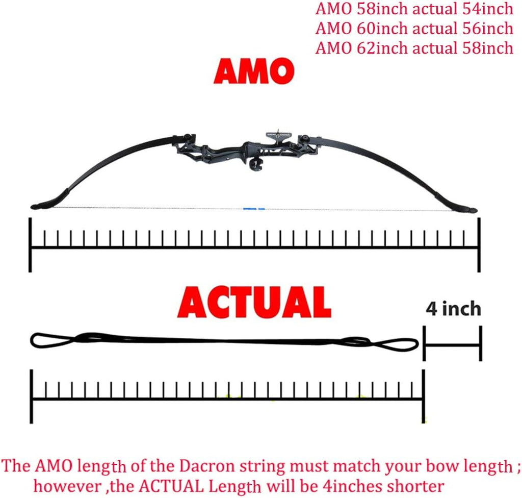 Skiennix Recurve Bow String - Durable Dacron Replacement for Traditional Bows | AMO 60/62 Inch, 16 Strands