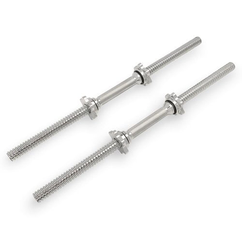 Sunny Health & Fitness 24" Standard Threaded Dumbbell Handle with Star-Lock Collars – Solid Steel, Fits 1" Plates, Knurled Grip, Chrome Finish - SF-SB01-24