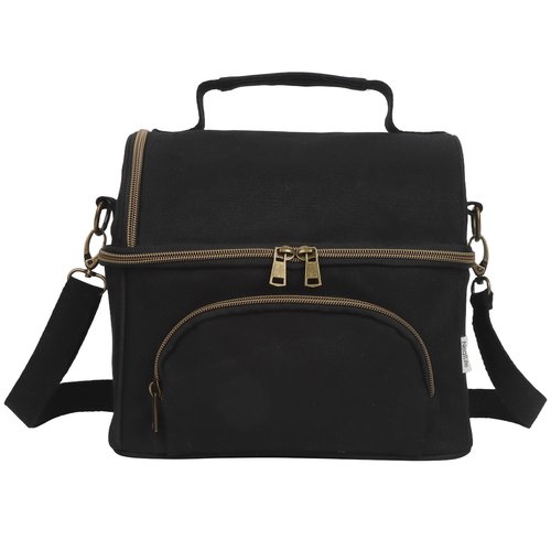 Waxed Canvas Lunch Cooler Bag for Men, Insulated Lunch Box with Two Compartment, Small Soft Cooler Lunch Bags with 2 Ice-Packs, 10.5L Leakproof Lunchbox for Work, Camping, Beach and Road Trips
