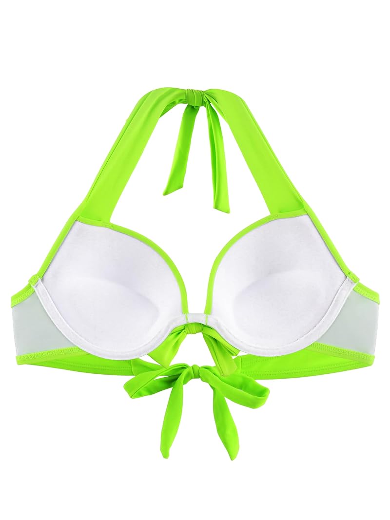 Push-Up Halter Front-Tie Underwire Bikini Top - Neon Green, X-Large