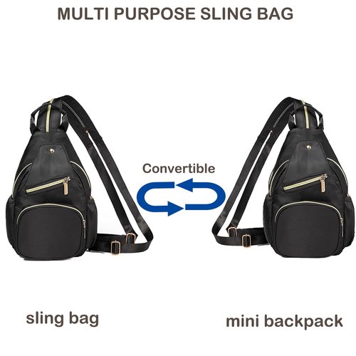 Xsecnua Small Crossbody Sling Bag for Women, Mini Backpack Sling Backpack Convertible Chest Bag for Travel Daypack