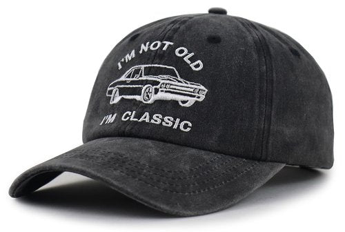 Kueyealp Birthday Gifts for Grandpa Grandma, Funny I'm Not Old I'm Classic Hat, Unique Retirement Baseball Caps for Elderly Men Women, Father's Day Presents for Dad Papa Black