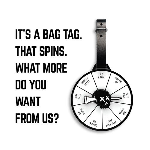 Swing Lube | Fun Golf Drinking Game | On-Course Golf Spinner | Golf Bag Tag
