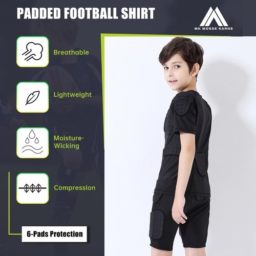 Kids Boys Padded Compression Shirt Chest Protector for Baseball Paintball Football Rid Protector Heart Guard Protective Shirt