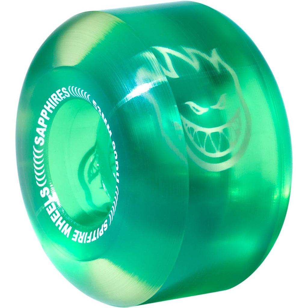 Spitfire Wheels Sapphire 90DU Clear/Green Skateboard Wheels - 53mm 90a (Set of 4)