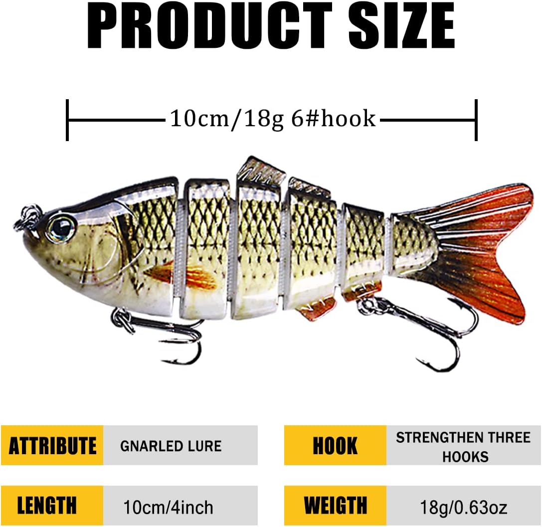 Swim Warrior Fishing Lures - Animated Multi-Jointed Swimbaits for Bass & Trout | Lifelike Bionic Design