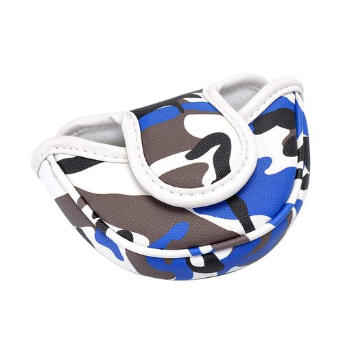 PLUSKER Camo Golf Club Half Mallet Putter Cover - Magnetic Blue Synthetic Leather Headcovers, Waterproof Tactical Protector for Golf Course Travel