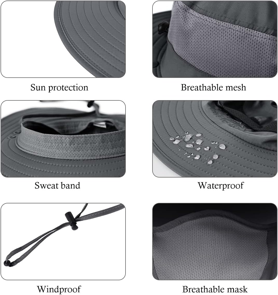 Skiennix Men's Outdoor Fishing Hat - UPF 50+ Sun Protection with Face Neck Flap | 3 Pack