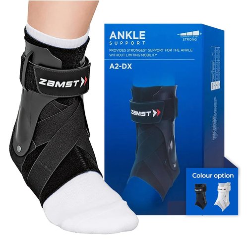 Zamst A2-DX Black Ankle Brace for Sports - Breathable Sports Ankle Support for Men and Women with Guard Stabilizers for High-Grade Ankle Sprain - Left, Medium