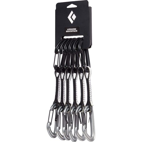 BLACK DIAMOND LiteWire Quickpack | 6-Pack Wiregate Quickdraws | Durable Dogbones | Lightweight Sport & Trad Draws | Grey 12cm