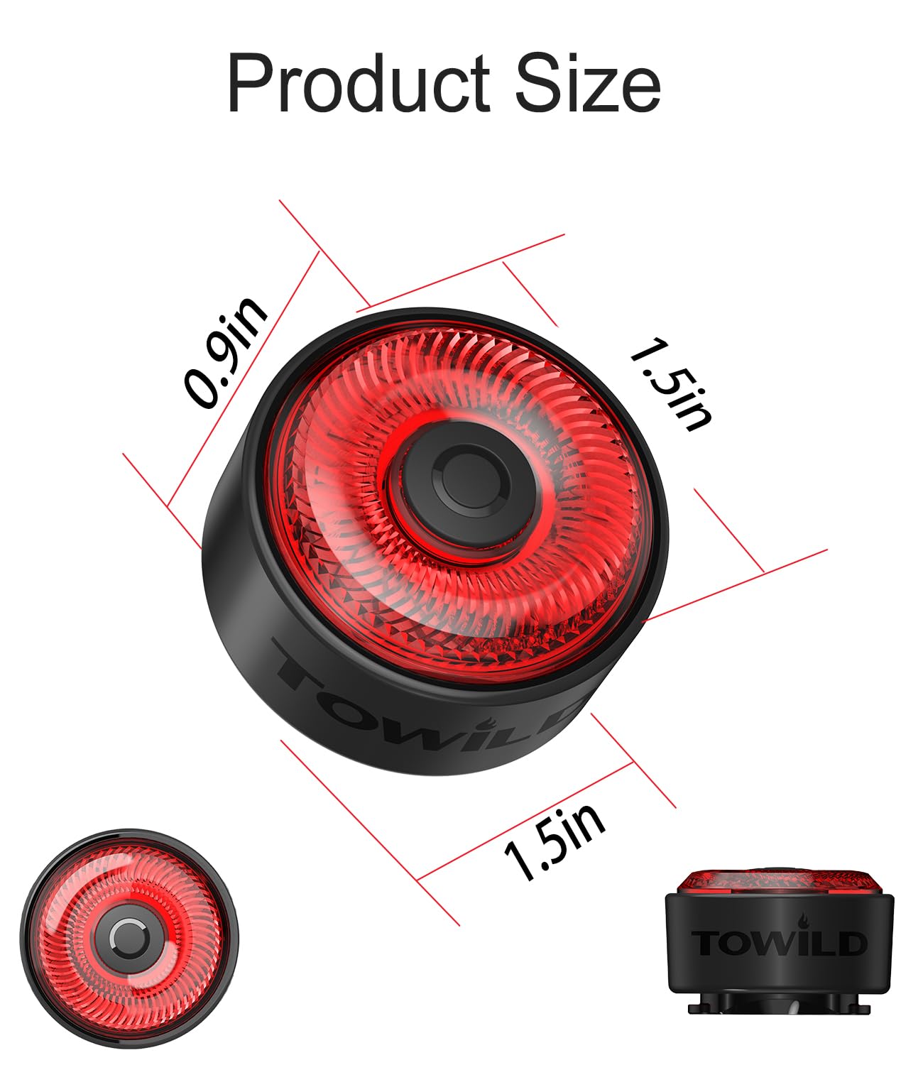TOWILD TL03 Bike Tail Light Smart Brake Sensing Bike Rear Lights,Type-C Cable Waterproof Bicycle Back Lights Led Rechargeable Auto On/Off Flash Strobe Safety Red Taillight for Road Cycling Commuting