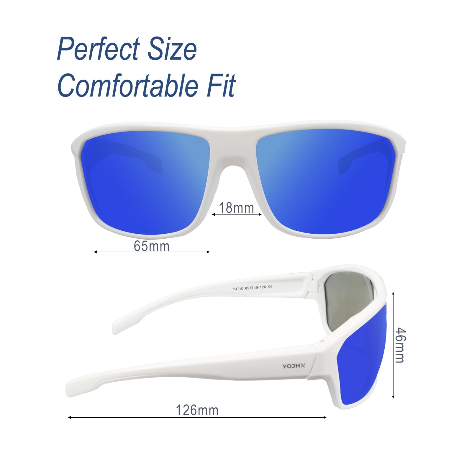 YOJHN Floating Polarized Sunglasses for Men Women UV400 Fishing Sunglasses See Fish in Water Kayaking Boating Sports Glasses (White Frame Smoke Base Blue Revo)