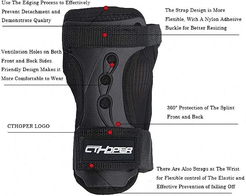 CTHOPER Skiing Gloves Small Wrist Guard Protective Gear for Snowboarding & Skating