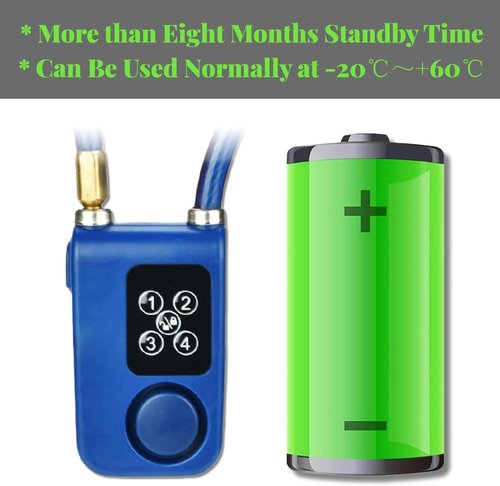 Chain Lock for Bike with Alarm, Y787 Smart Alarm Lock AntiTheft Motorcycle Chain Lock for Scooter/Stroller/Gate Blue