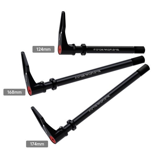 KiberAxle 12mm Quick Release Thru Axles for Bike Forks and Rear Shock, Mountain and Road Bike Aluminum Alloy Hubs Adapter Axle with Adjustable Revolve Handle, Thread Pitch: 1.0 mm/Length: 174mm