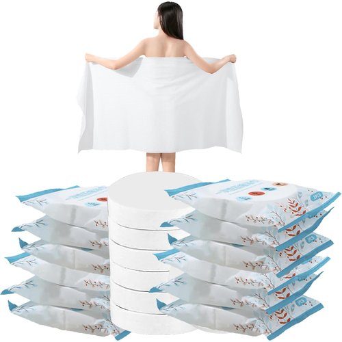 NOVGYXKM 12 Packs Large Compressed Towel 56'' x 28'' Disposable Cotton Bath Towels Portable Thick Paper Towel Reusable Suitable for Hiking Camping Beach Swimming and Traveling (12)