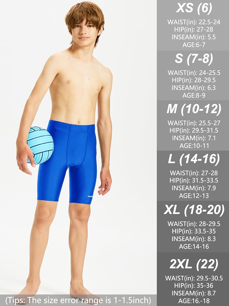 2 Pack Boys Swim Jammers – Youth Competitive Trunks, Quick-Dry, UPF 50+