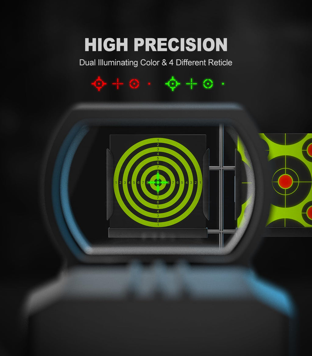Feyachi Reflex Sight - Red and Green Dot Optics Sight Adjustable Reticle (4 Styles) Motion Awake with Button Brightness Adjustment