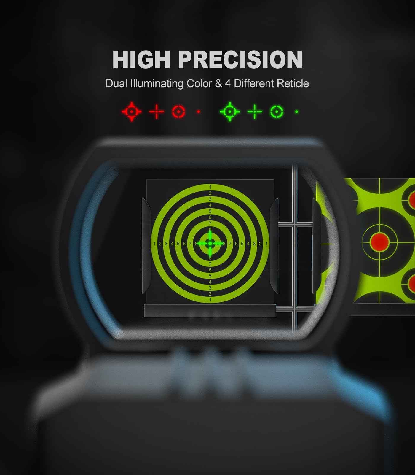 Feyachi Reflex Sight - Red and Green Dot Optics Sight Adjustable Reticle (4 Styles) Motion Awake with Button Brightness Adjustment