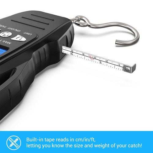 Dr.meter Fish Scale - Digital Fishing Scale with Backlit LCD Display & Measuring Tape - 110lb Capacity