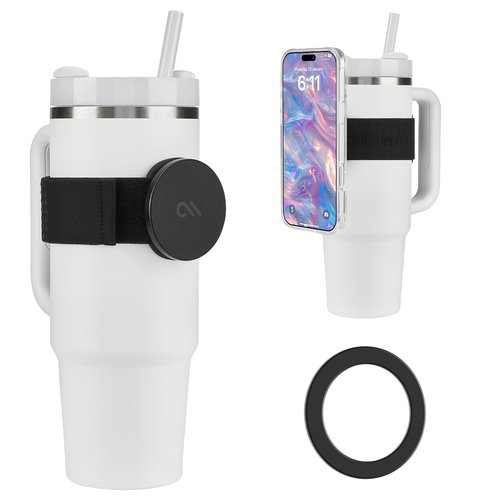 Case-Mate Magnetic Phone Holder Strap for Water Bottle - Hands-Free Phone Holder for Stanley Cup - Travel & Gym Accessory for Yeti, Owala, HydroFlask Bottles & Tumblers [MagSafe Compatible] - Black