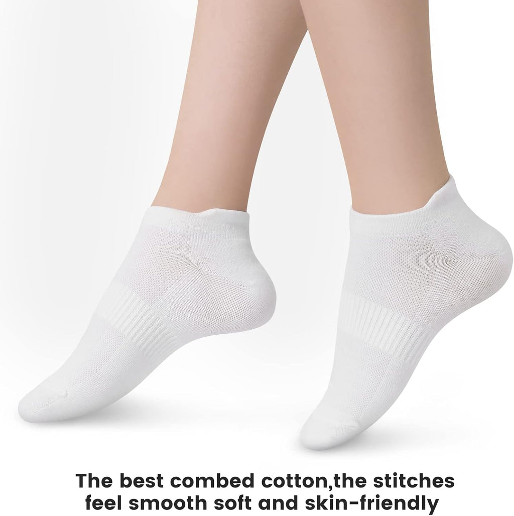 Sallking Women's Ankle Cotton Socks - Soft Low Cut No Show Athletic Socks | 6 Pairs in White