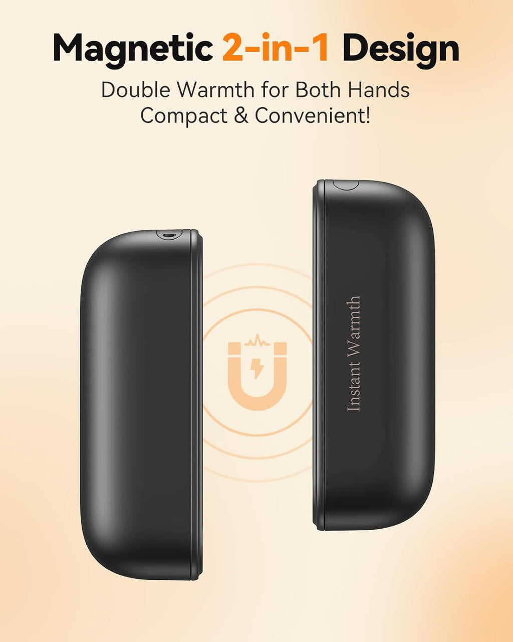 Rechargeable 2-in-1 Hand Warmers by [Brand Name] - 8000mAh USB-C, 3 Heat Levels Up to 140°F | Portable Quick Heating Gift