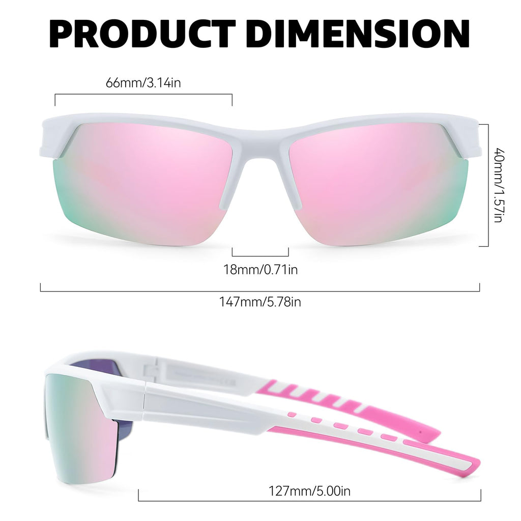 TJUTR Running Sunglasses for Women, Polarized Wrap Around Sun Glasses with UV400 Protection for Sports Cycling Golf TS3080