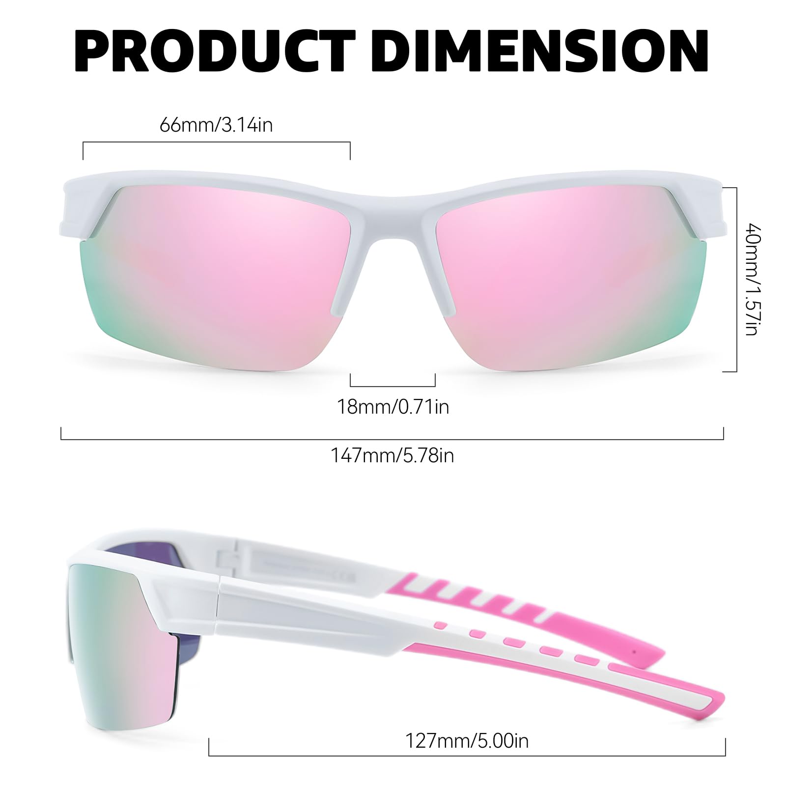TJUTR Running Sunglasses for Women, Polarized Wrap Around Sun Glasses with UV400 Protection for Sports Cycling Golf TS3080