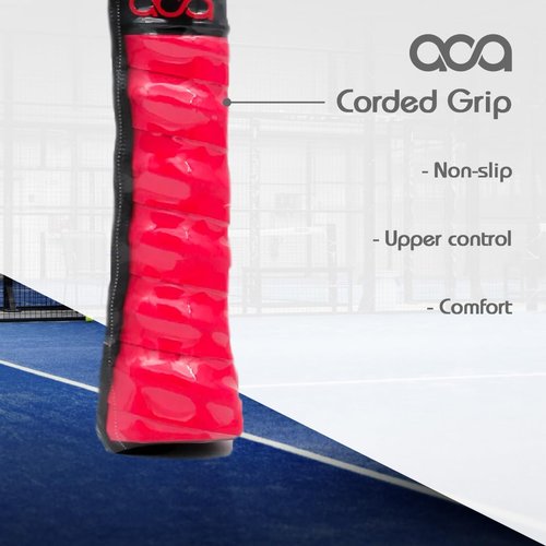 ACA Palladium Professional Padel Racket | Advanced Power & Precision | Red/Metal | 12K Carbon Faces | Diamond Shape | Black EVA Fusion Core