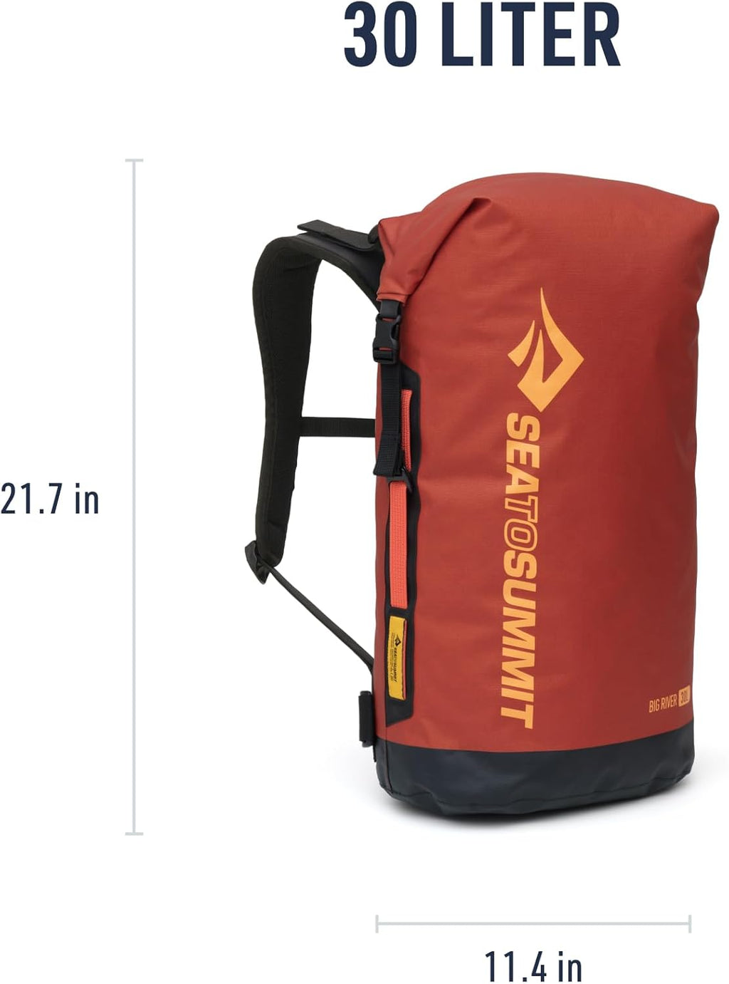 Sea to Summit Big River Dry Backpack - 30L Waterproof Design with Adjustable Harness in Picante Red