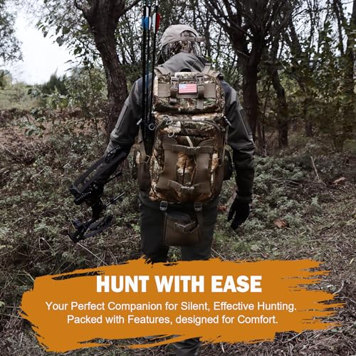 Men's Camo Hunting Backpack with Rifle & Bow Carry - Stealth Reed Camouflage