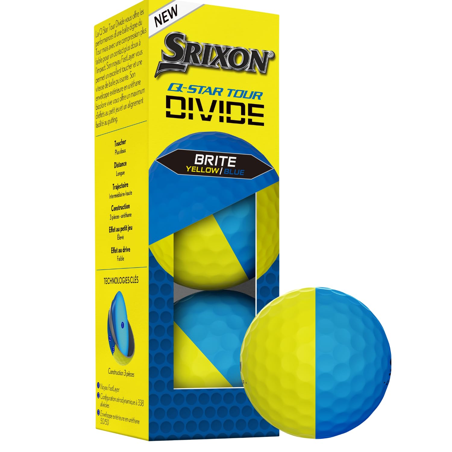 Srixon Q-Star Tour Divide Golf Balls, Blue/Yellow