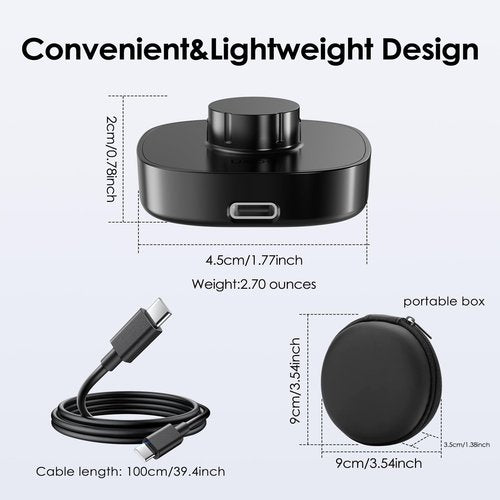WONJOY Charger Compatible with Oura Ring 4, Fast Charging Dock with USB-C Cable for Oura Gen 4 Smart Ring (Black, Size 11)