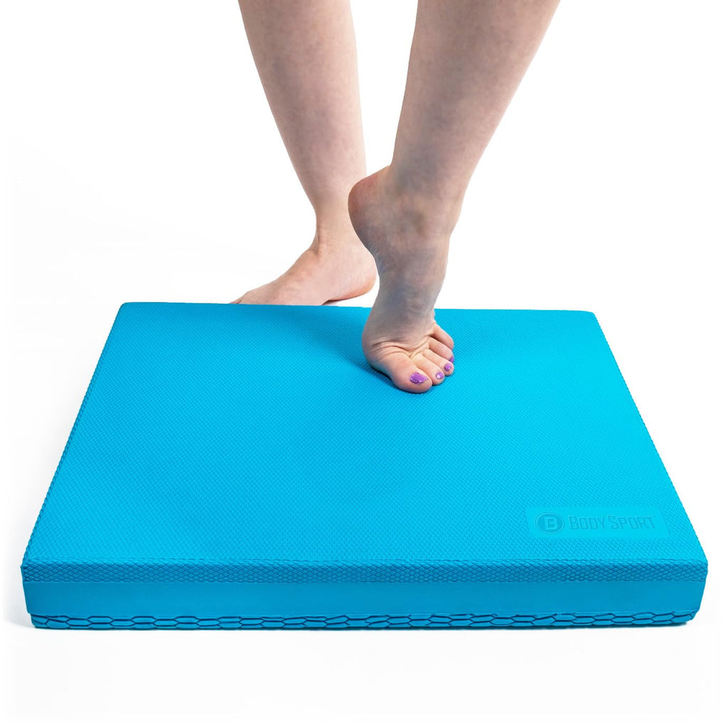 Body Sport Non-Slip Balance Pad – Improve Balance & Build Strength – Physical Therapy & Yoga Pad for Home & Gym – 19" x 16" x 2 1/4", Blue