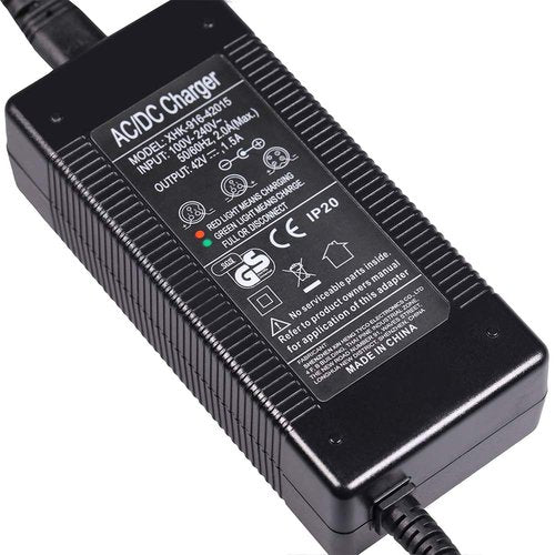 Mouow UL 42V 1.5A AC/DC Charger PowerFast 3-Prong Inline Connector for 36V Pocket Mod, Sports Mod Lithium Battery, Battery Charger