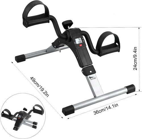Folding Pedal Exerciser - Mini Under Desk Bike with LCD Display for Arms & Legs Workout | Portable Peddler for Adults & Seniors