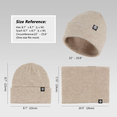 Warm Winter Beanie Hat & Scarf Gloves Set Stylish Knit Skull Cap for Men Women (17 Black, One Size)