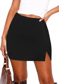 DooMoni Women's High Waisted Mini Skirt - Stretchy Bodycon Skort with Side Slit | Y2K Club Style