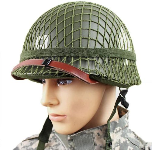 WW2 Helmet US Army M1 Replica with Net/Canvas Chin Strap DIY Painting