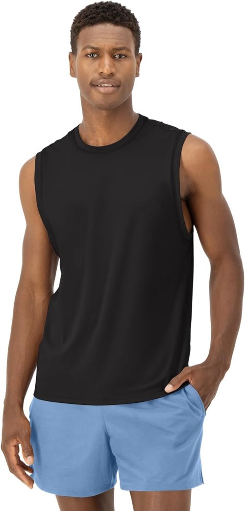 Hanes Men's Moves Tank - Performance Moisture-Wicking Tank Top with 4-Way Stretch
