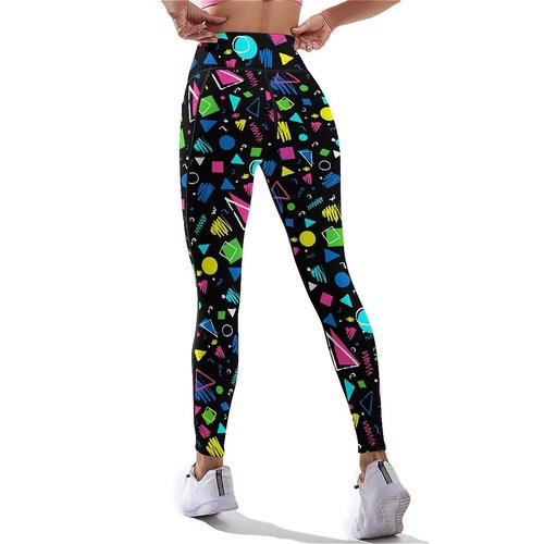 80s 90s Outfit Tummy Control Yoga Pants for Women with Pockets, High Waist Running Sports Workout Yoga Leggings L