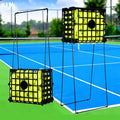 OLISDCCMY Portable Tennis Balls Hopper with Wheel - 75 Tennis Balls Capacity,Tennis Ball Retriever Basket Carrier Gatherer Picker Hopper Container ，Easy-Roll Design for Practice & Training