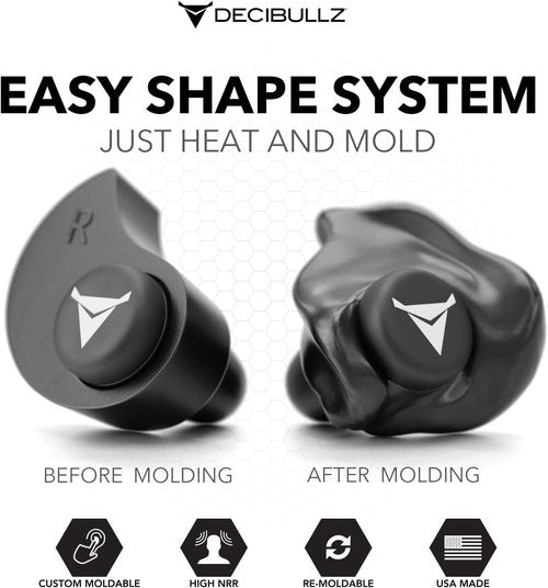 Decibullz Custom Molded Earplugs - Pro Pack Bundle in Black for Ultimate Noise Reduction