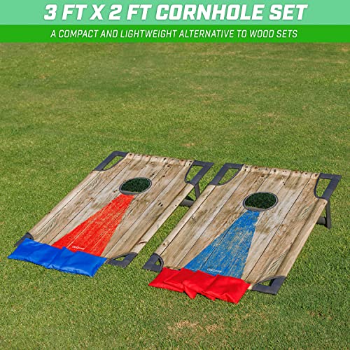 Rustic GoSports Portable Cornhole Set with Carry Case - Outdoor Lawn Bean Bag Toss Game