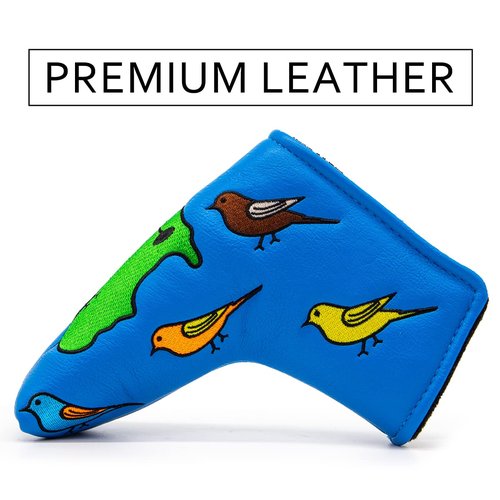 Barudan Golf Birdie&Green Golf Putter Cover Headcover Magnetic Blue PU Leather Made Golf Headcovers for Putters