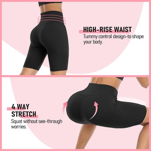 GROTEEN High Waisted Biker Shorts for Women - Buttery Soft 5''/8'' Black Yoga & Running Spandex