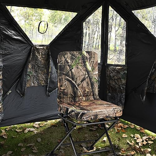 Goplus Camouflage Hunting Chair with 360° Swivel & All-Terrain Duck Feet, Foldable & Comfortable Seat, 330LBS Capacity