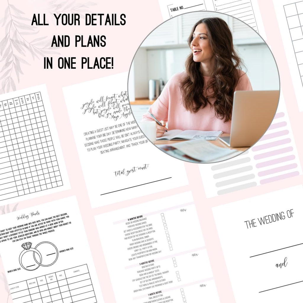 Wedding Planner Book and Organizer for Bride - Perfect Engagement Gift for Newly Engaged - Future Mrs Wedding Planning Binder with Rose Gold Accents, Tabs, Checklists - Bride to Be Gift